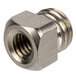 A stainless steel square head threaded nut.