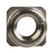 A close-up of a stainless steel square head blade nut.