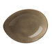 An oval brown Oneida Rustic porcelain soup bowl with a white background.