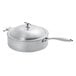 An Eastern Tabletop hammered stainless steel pot with lid and handle.