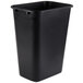 A black plastic rectangular Continental trash can.