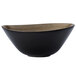 A white porcelain soup bowl with a black and brown chestnut design.
