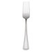 A silver fork with a white background.