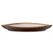 A brown and white Oneida Rustic Sama porcelain plate with a rim.