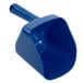 A blue plastic scoop on a white background.