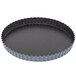 A black round pan with a wavy edge.