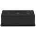 A black rectangular loaf pan with a lid with a round button on top.