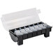 a plastic containers in a drawer