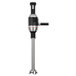 A silver and black KitchenAid immersion blender with a metal handle.