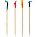 A group of Royal Paper Frilled Club Food Picks with colorful plastic wraps.