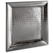An American Metalcraft stainless steel square charger with a hammered texture.
