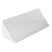 A white rectangular plastic lid with a thin edge and a flap on a white background.