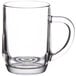 A case of 36 clear Libbey glass coffee mugs with handles.