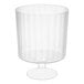 A clear plastic pedestal wine cup with a ribbed design.