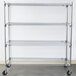 A chrome Metro wire shelving unit with polyurethane casters.