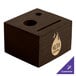 A customizable walnut wood block check presenter with a logo on the face.