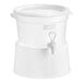 A round, translucent 3-gallon beverage dispenser with a white base and a spigot.