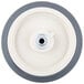 An 8" white and gray rubber wheel with a metal hub.