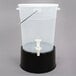 A translucent plastic beverage dispenser with a black base and lid.
