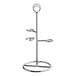 A silver metal Franmara 3 glass tiered wine flight stand with rings.