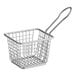 An American Metalcraft mini rectangular stainless steel fry basket with a handle.