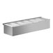 An American Metalcraft stainless steel condiment bar with 6 compartments.