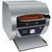 A silver Hatco conveyor toaster with a black digital panel.