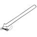 A black metal rod with a black and white cord attached.