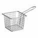 An American Metalcraft mini square stainless steel wire fry basket with a handle.
