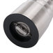 A close up of a stainless steel Chef Specialties Prentiss pepper mill cylinder.