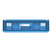 A blue plastic bread tray with customizable shelves and holes.