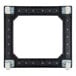 A black square Orbis bakery tray dolly frame with white wheels.