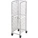 A Channel aluminum sheet pan rack with wheels.