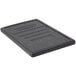 A black rectangular Cambro lid with text on it.