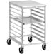 A Channel aluminum sheet pan rack on wheels.