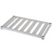 An aluminum T-bar shelf with four bars on it.