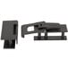 A pair of black plastic latches with metal clasps.
