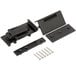 A black plastic Cambro Cam GoBox front loader latch with screws.