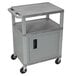 A gray Luxor A/V cart with a shelf.