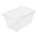 A Carlisle clear plastic food storage box with clear lid.