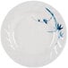 A white Thunder Group melamine plate with a blue bamboo design.