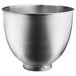 A silver KitchenAid stainless steel mixing bowl.