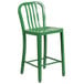 A green Flash Furniture metal counter height stool with a vertical slat back.