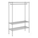 A wireframe of a metal Regency garment rack with two shelves.