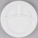 A white rectangular Cambro plate with three sections.