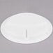 A white Cambro polycarbonate narrow rim plate with three compartments.