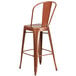 A brown metal Flash Furniture bar stool with a backrest.