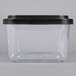 a clear plastic container with a black lid