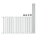 A Regency chrome wire garment rack on wheels.