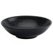 A black Luzerne Urban by Oneida porcelain bowl with a pattern on it.